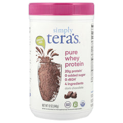 Tera's Whey rBGH-free Fair Trade Dark Chocolate whey protein bottle