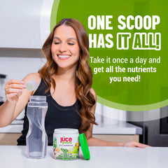 Harvest Apple flavored Terra Kai JUCE Green Superfood Powder scoop