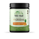 TERRA ORIGIN Healthy Greens Powder bottle and packaging against white background