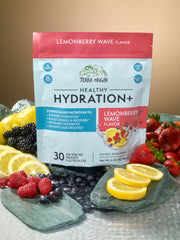 Hydration powder being mixed into water