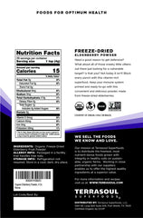 Terrasoul Elderberry Powder 4 oz back nutrition label