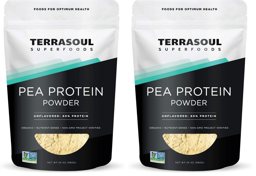 Terrasoul Organic Pea Protein pack-front with resealable pouch for convenient storage.