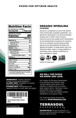 Packaging close-up of Terrasoul Spirulina Powder