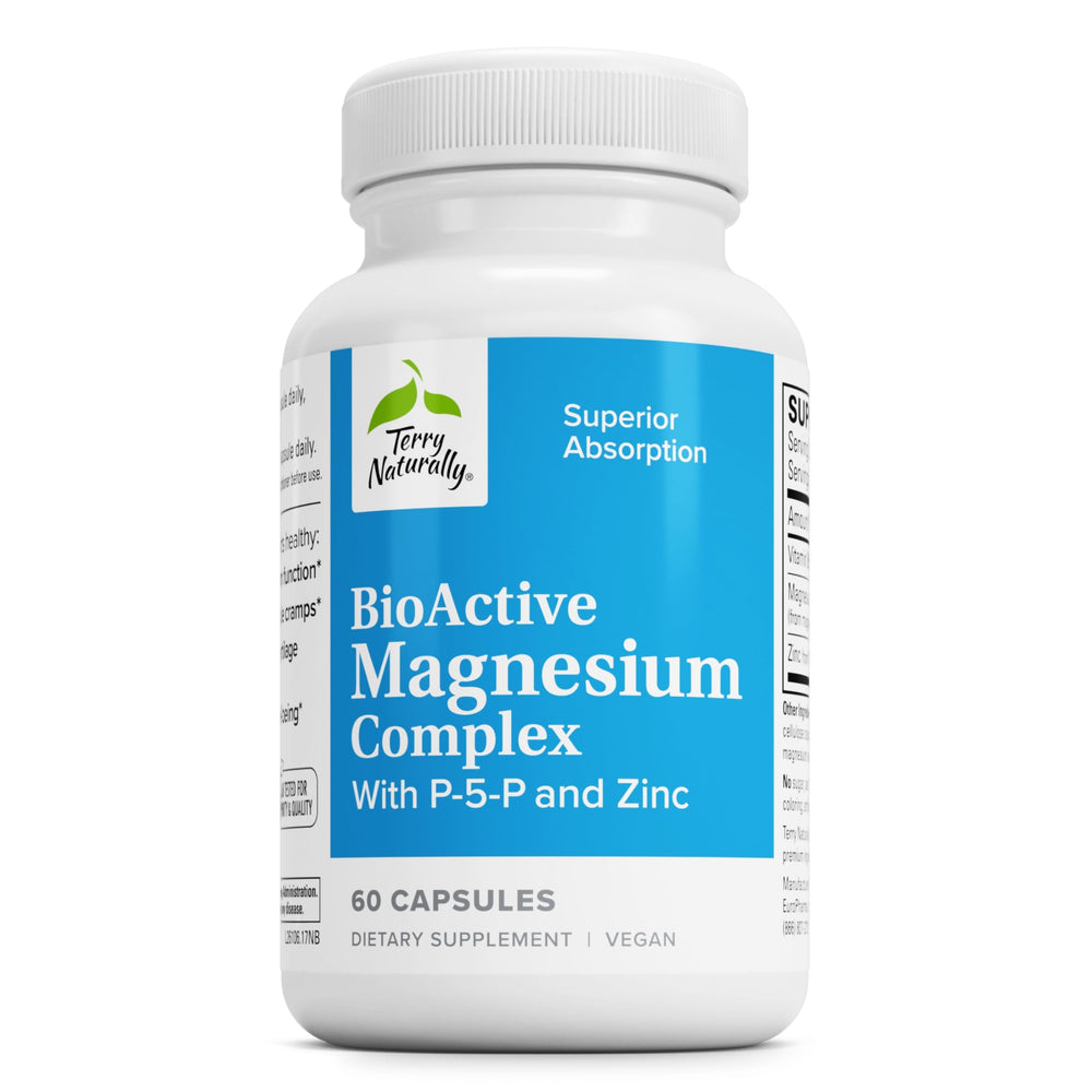 Bottle of Terry Naturally BioActive Magnesium Complex with 60 capsules