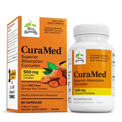 Terry Naturally CuraMed 500mg bottle with 60 softgels
