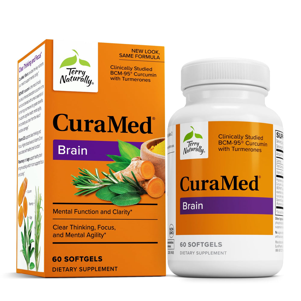 Terry Naturally CuraMed Brain bottle supports focus and mental clarity