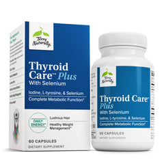 Box and bottle of Terry Naturally Thyroid Care Plus with 60 capsules