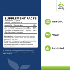 Packaging for Terry Naturally Zinc Plus Selenium supplement