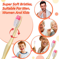 Soft bristle disposable toothbrush with plastic handle
