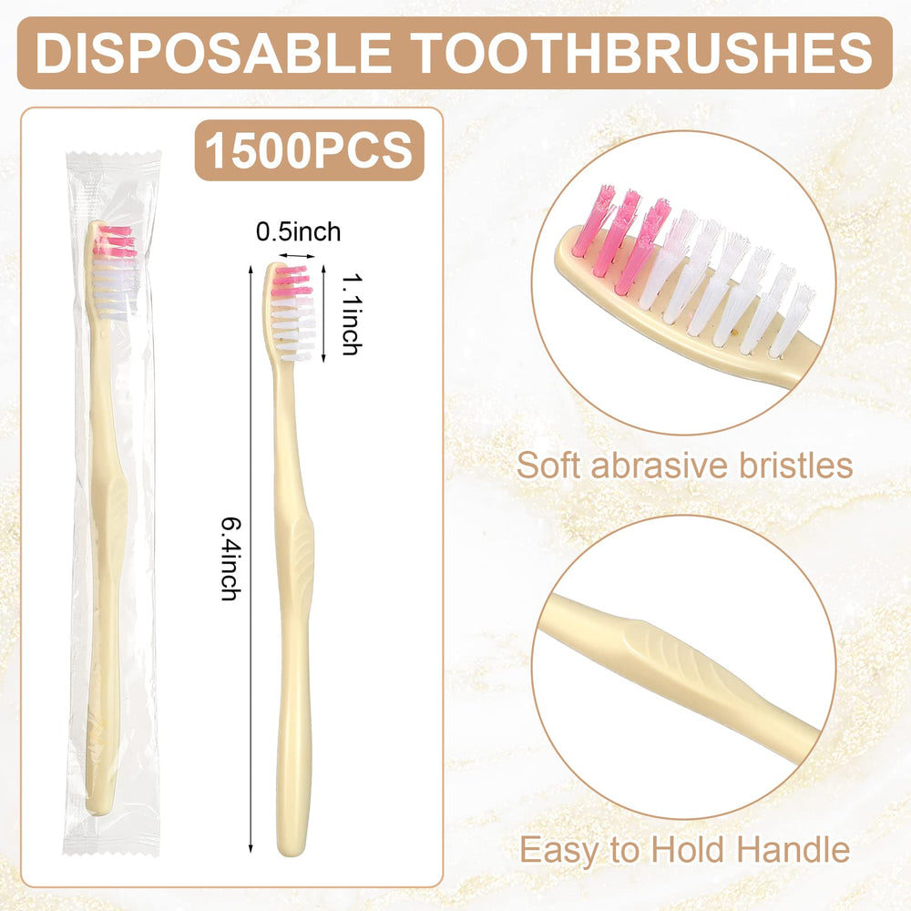 Individually wrapped disposable toothbrush in clear packaging