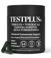 Front view of TESTPLUS+ 1,450mg 8-in-1 bottle