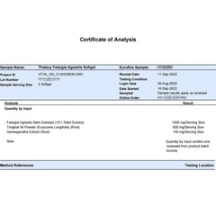 Thalacy Ashwagandha triple-effect blend label for balanced energy
