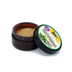 The Dirt Super Mint tooth powder jar side view