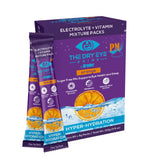 The Dry Eye Drink orange PM packaging shows a portable hydration solution.