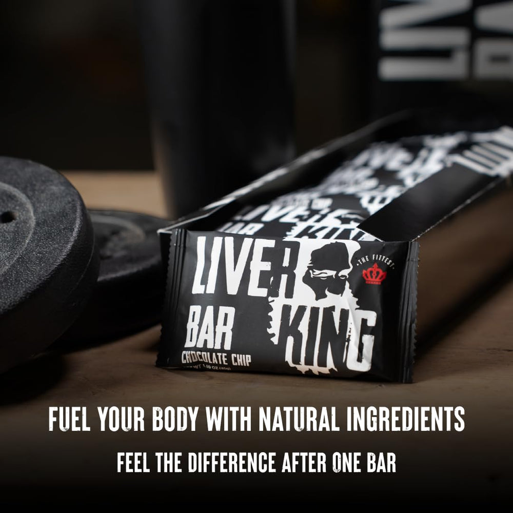 The Fittest Ever THE FITTEST Chocolate Chip Liver King Bar gym-bag ready for travel-friendly protein