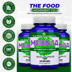 Supplement facts and ingredients for The Food Movement CO. Moringa