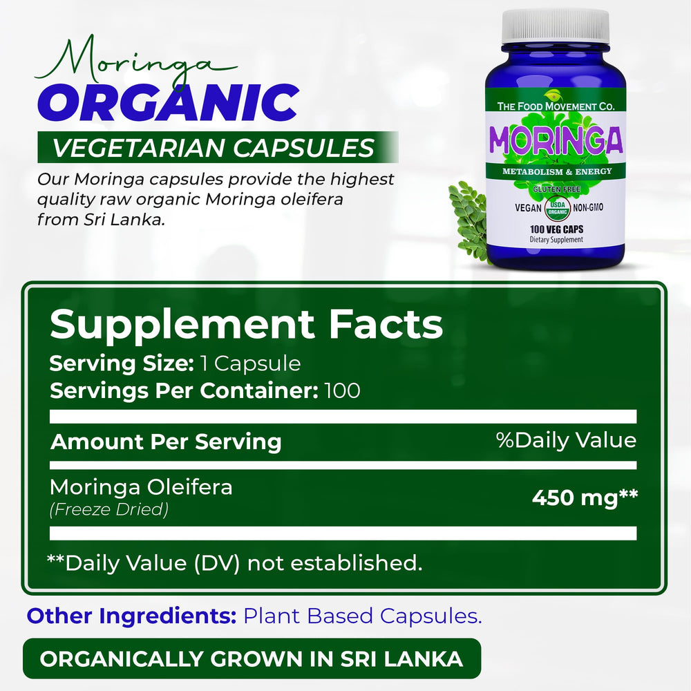 Moringa powder capsules from The Food Movement CO.