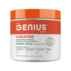 The Genius Brand envase frontal mostrando sabor y porciones