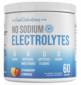 The Good Intentions Club low sodium electrolytes bottle promotes balanced hydration on the go.