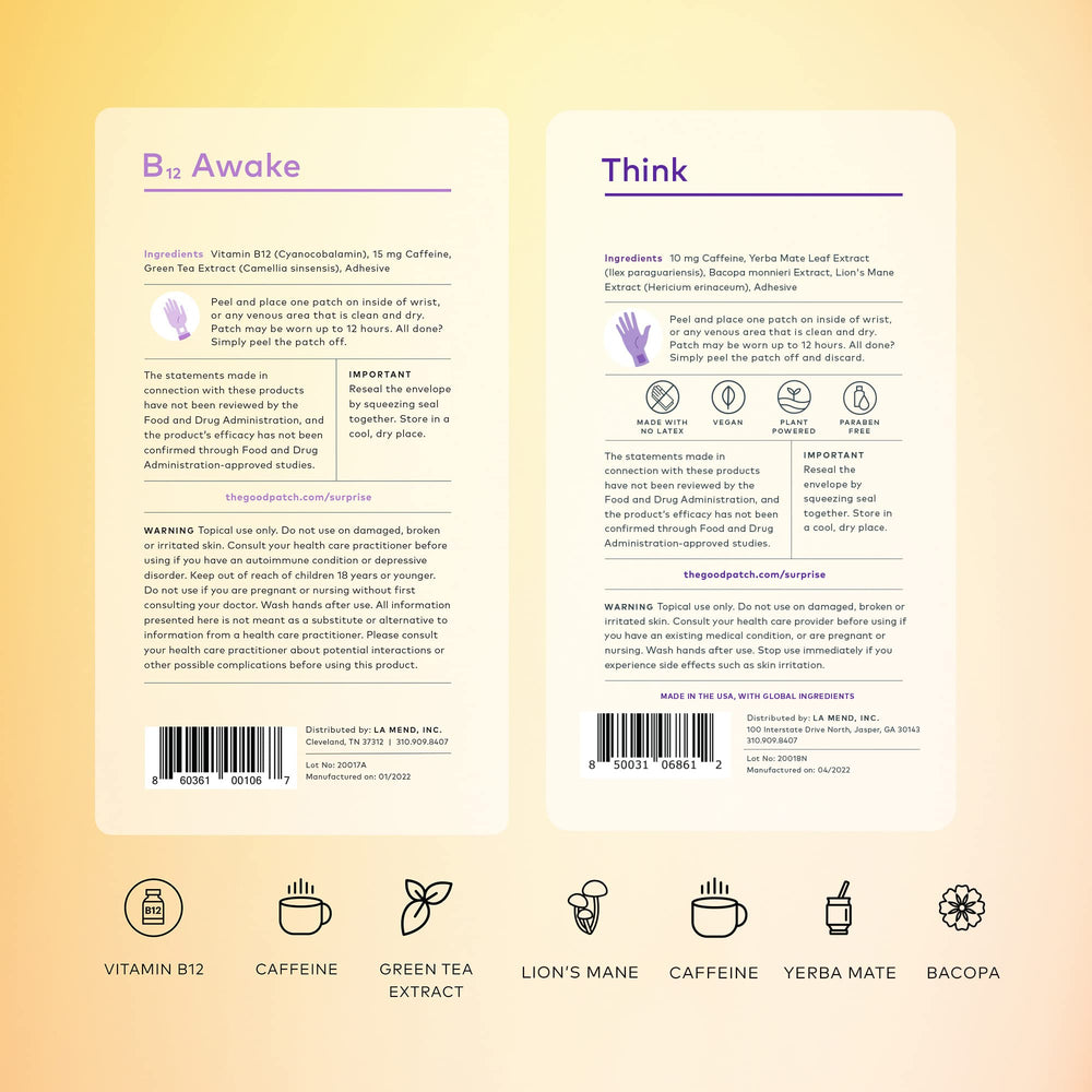 Open box showing B12 Awake and Think patches