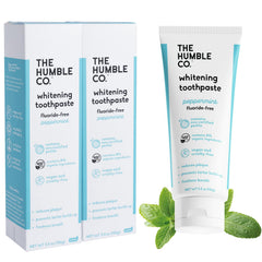 Front view of The Humble Co Natural Whitening Toothpaste Peppermint 5.5 oz 2 pack