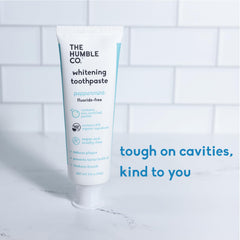 Close up of The Humble Co peppermint toothpaste tube