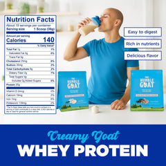 Close-up of The Humble Goat label highlighting non-GMO and gluten-free ingredients.