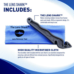 Close-up of The Lens Shark showing ergonomic handle and nylon construction