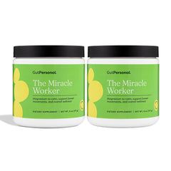 Product bottle of Miracle Worker Magnesium Powder in strawberry flavor
