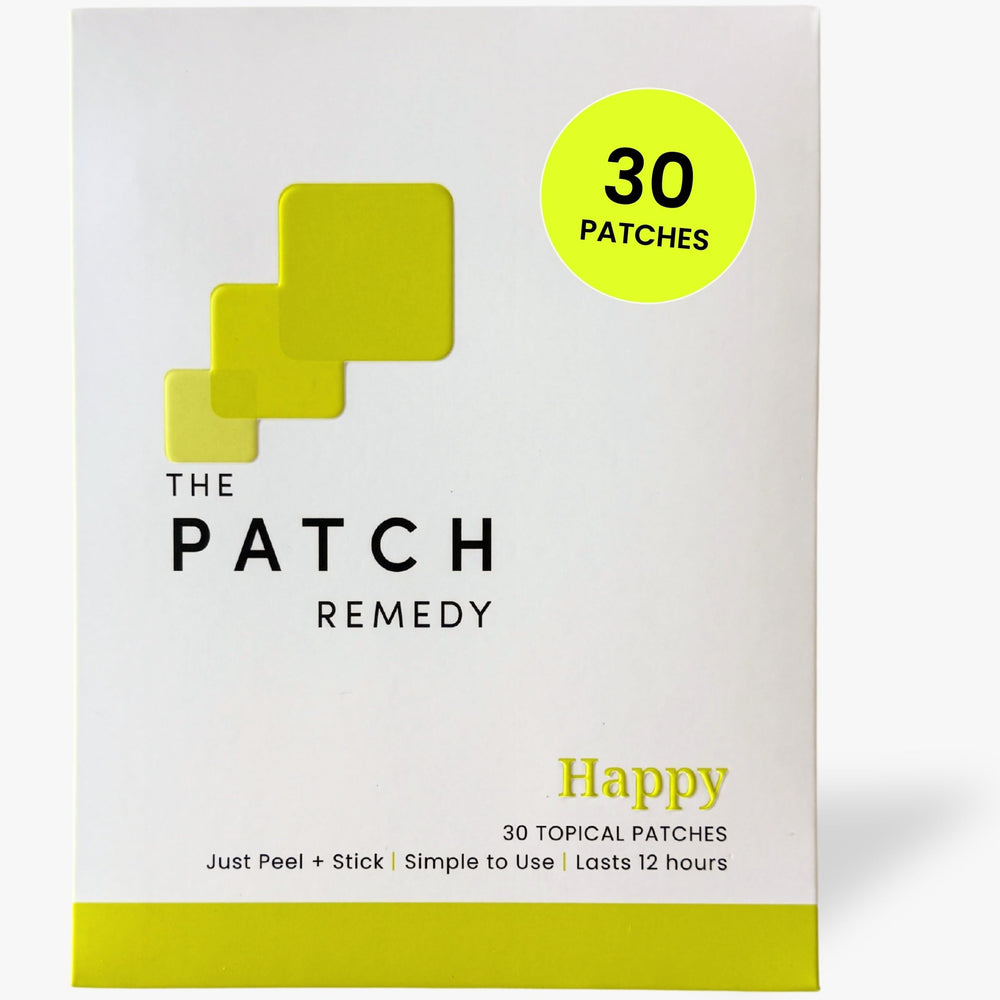 The Patch Remedy product box front showing Happy Patch packaging and benefits