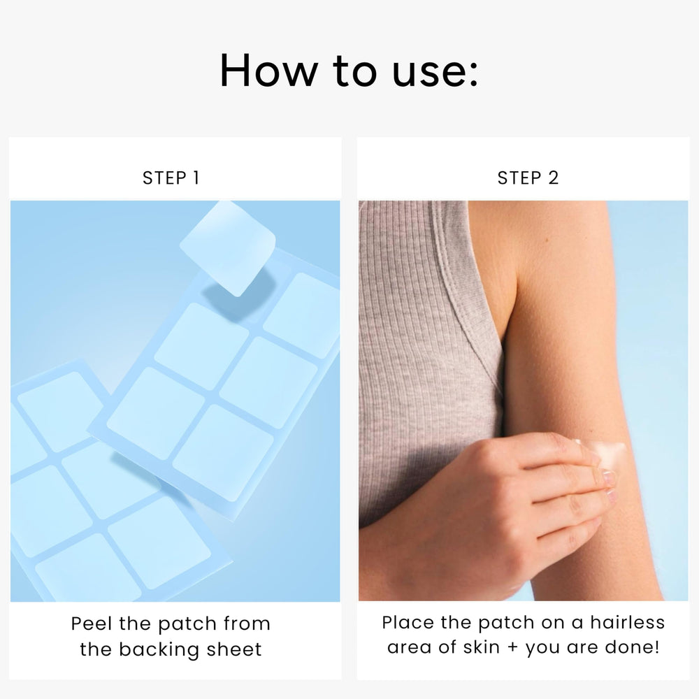 The Patch Remedy patches packed inside toiletry bag ready for travel and on‑the‑go use