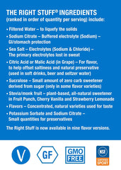 The Right Stuff electrolyte label closeup confirms NSF Certified For Sport.