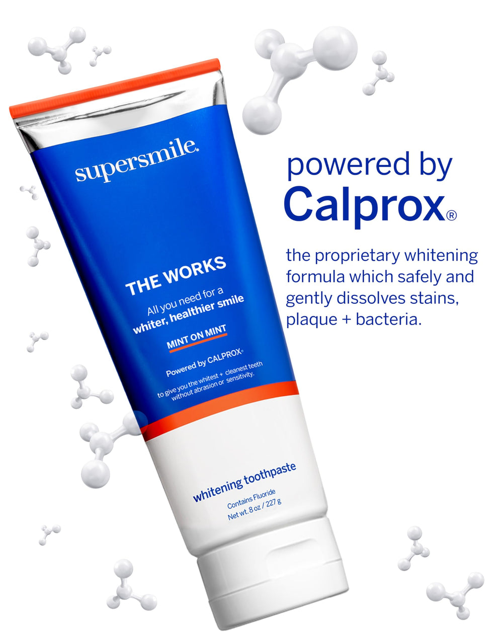 Close-up of the toothpaste tube highlighting mint flavor