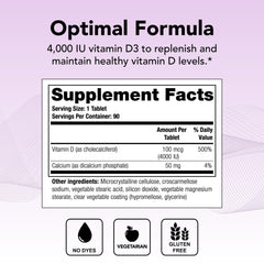 90-tablet bottle packaging of Thera-D 4000 Vitamin D3