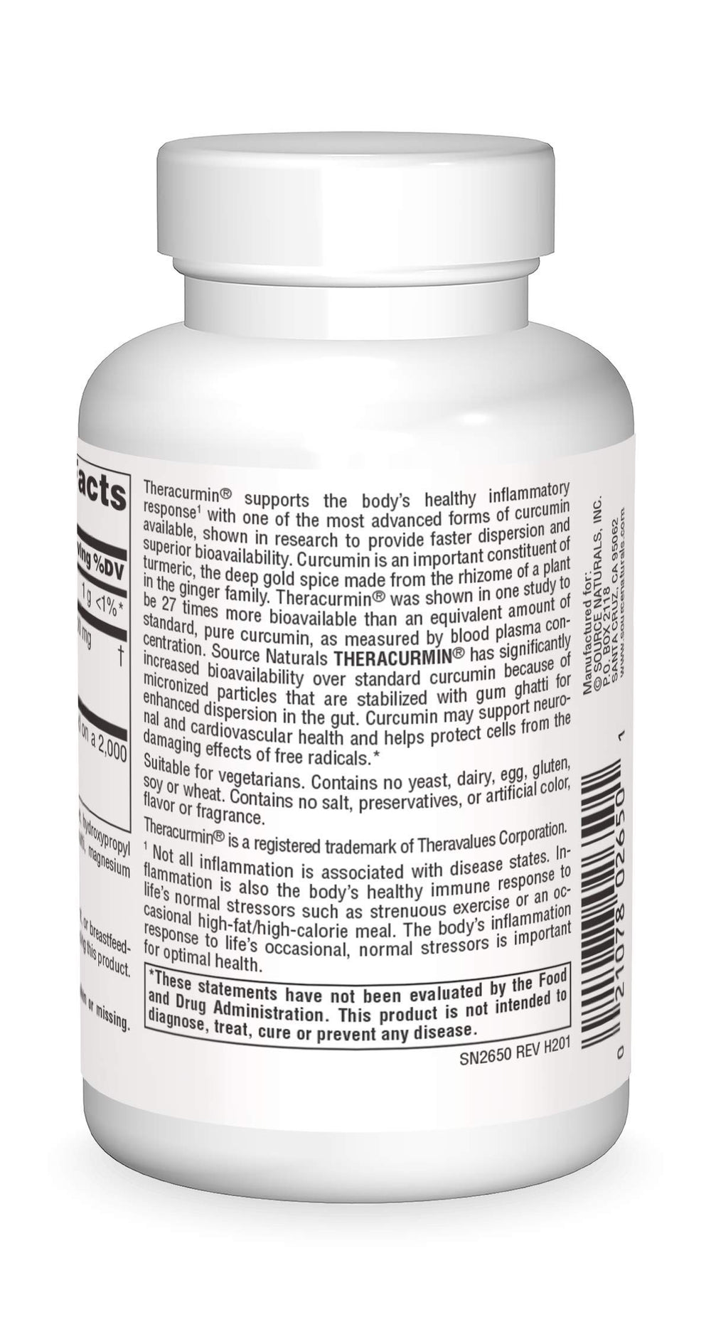 Close-up of Theracurmin bottle label