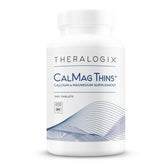 Bottle of Theralogix CalMag Thins 360 tablets showing label