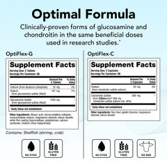 OptiFlex Complete label showing 1500 mg glucosamine and 800 mg chondroitin