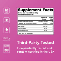 Theralogix Ovasitol Plus ingredient closeup showing inositol and supportive nutrients