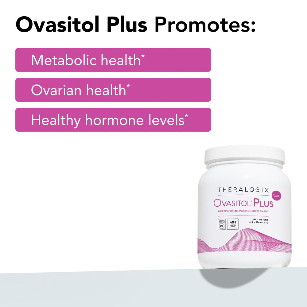 Theralogix Ovasitol Plus on a kitchen counter in a lifestyle scene showing daily use