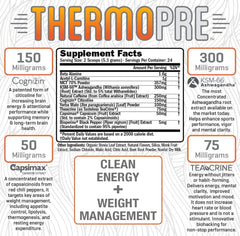 Serving of Thermo Pre Workout powder with glass and fruit punch flavor