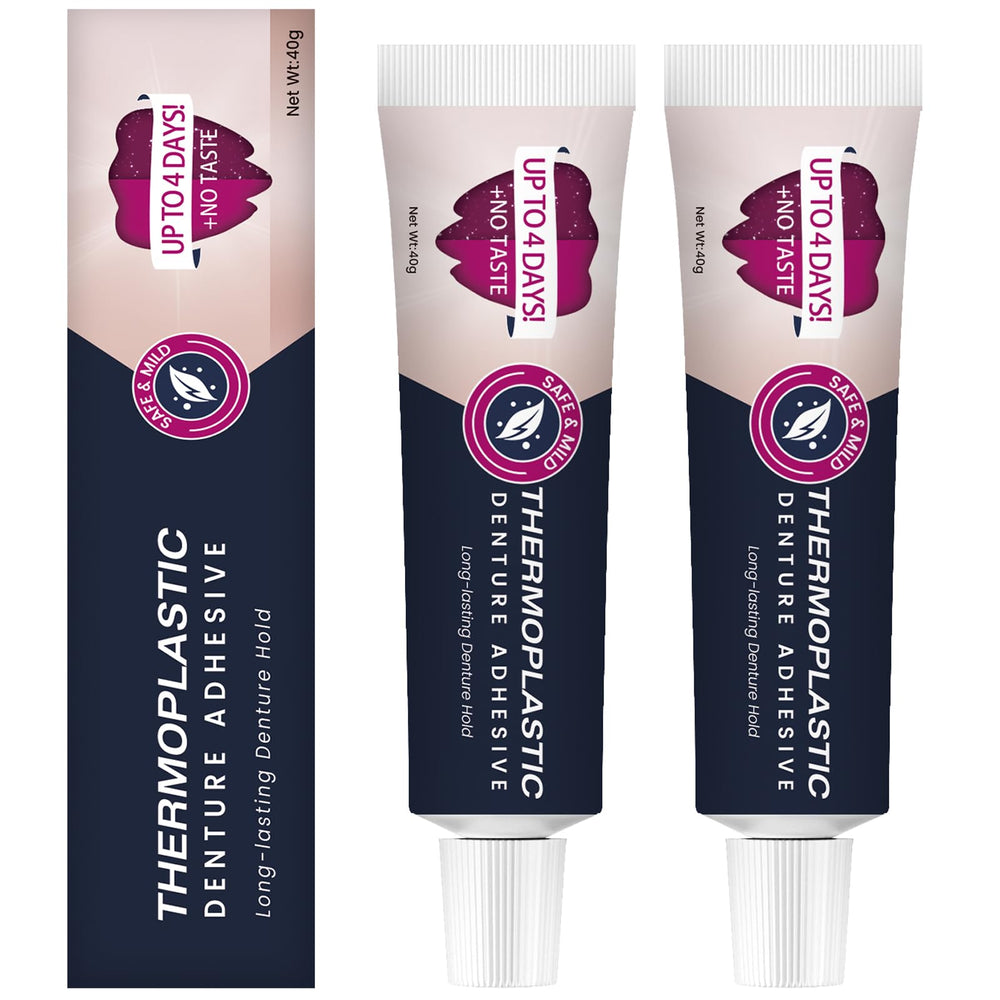 Front view of 2Pcs Thermoplastic Denture Adhesive package