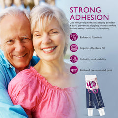 Dentures secured with long-lasting hold