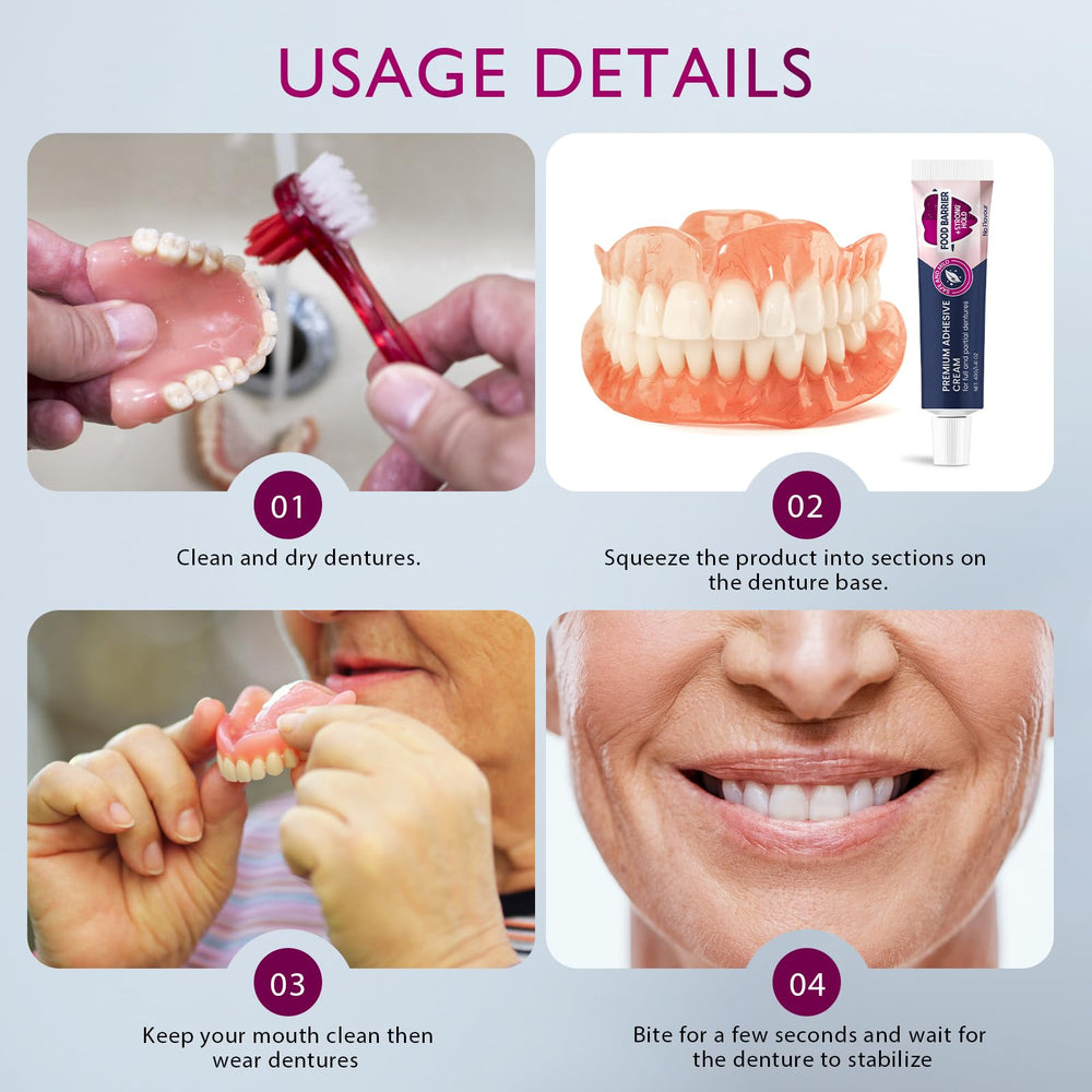 Packaging of non-glue thermoplastic denture adhesive