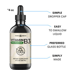 Side view of 4 oz Think Above Niacinamide liquid bottle