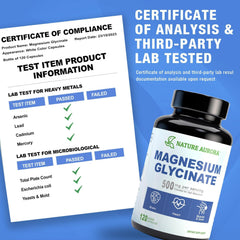 Laboratory third-party tested magnesium glycinate label