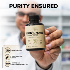 Third-party testing concept label on supplement packaging