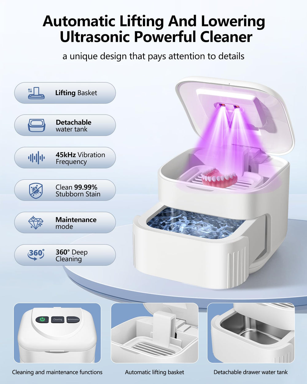 THISONG Ultrasonic Retainer Cleaner top-angle view