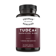 Thomas' all-natural Remedies Tudca capsules bottle promoting liver support.