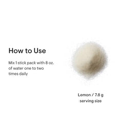 A glass showing the mixed THORNE Amino Complex Lemon beverage