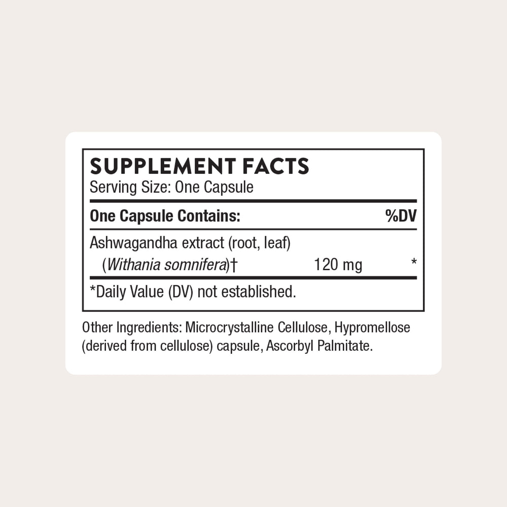 Thorne Ashwagandha Shoden bottle front signaling premium stress support for daily routines